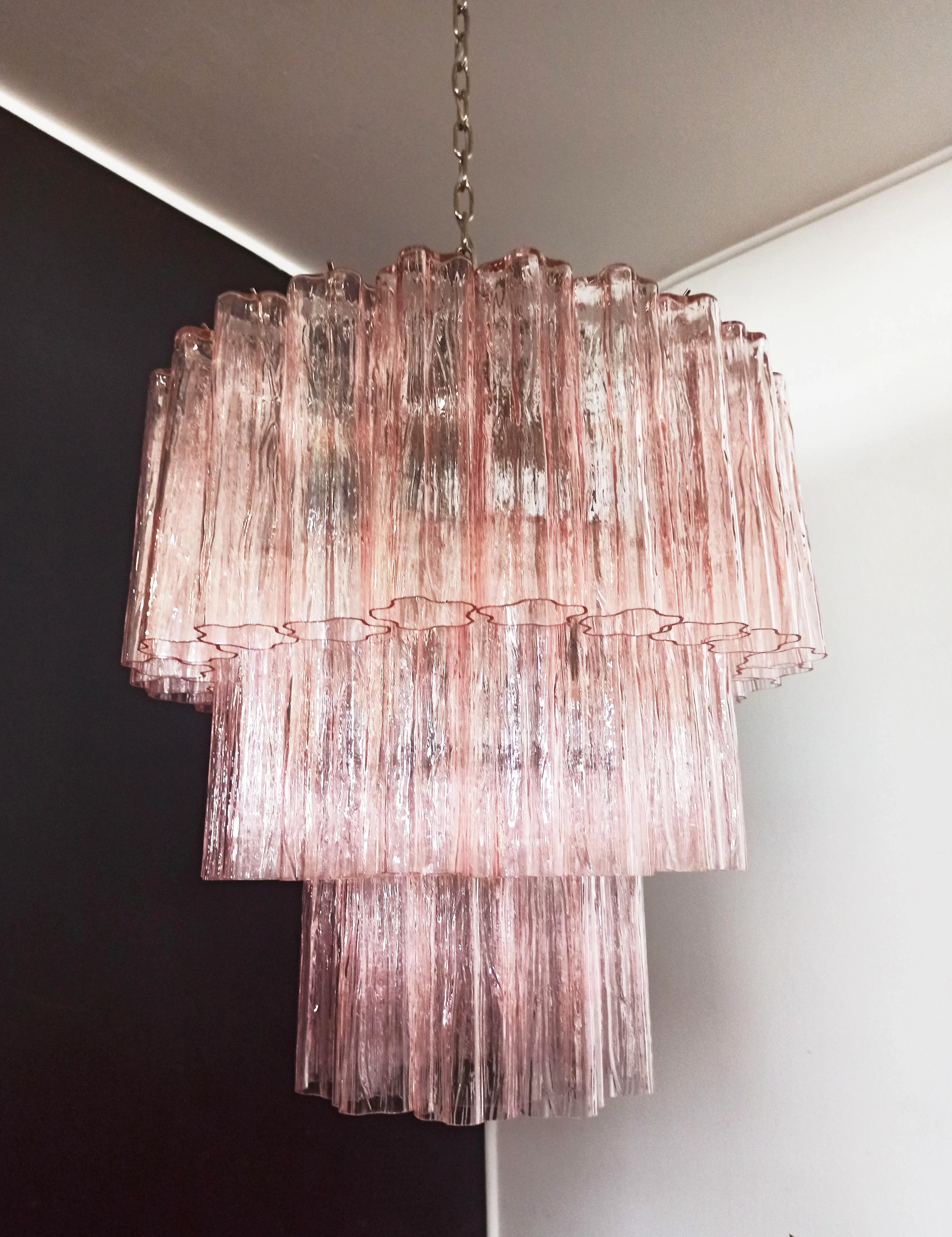 Murano Pink Glass Tube Chandelier product image