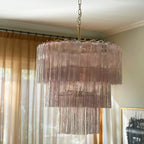 Murano Pink Glass Tube Chandelier product image