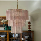Murano Pink Glass Tube Chandelier product image