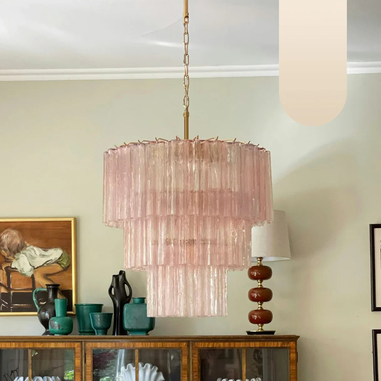 Murano Pink Glass Tube Chandelier product image