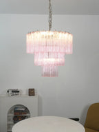 Murano Pink Glass Tube Chandelier product image