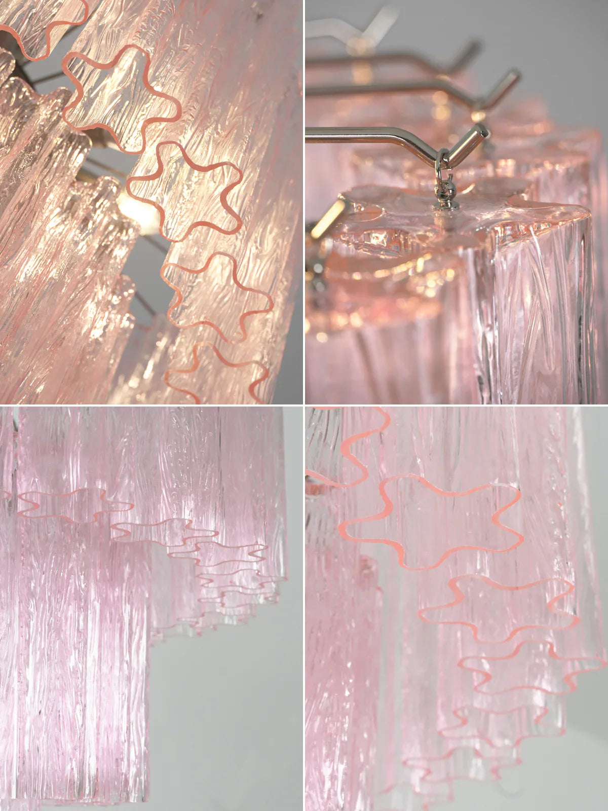 Murano Pink Glass Tube Chandelier product image