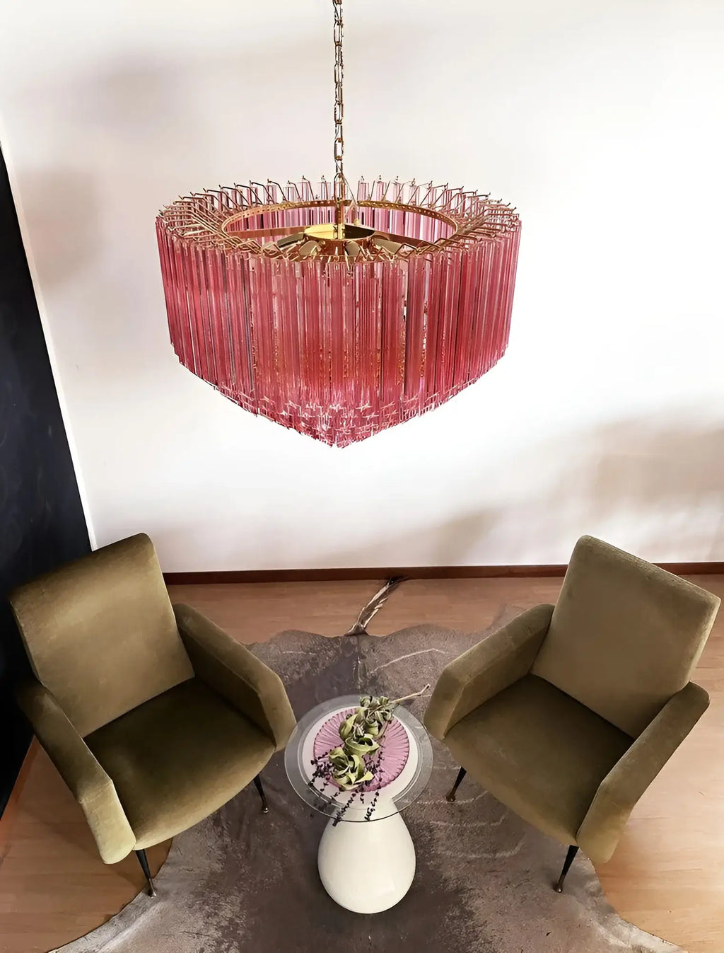 Murano Quadriedri Prisms Pink Chandelier product image