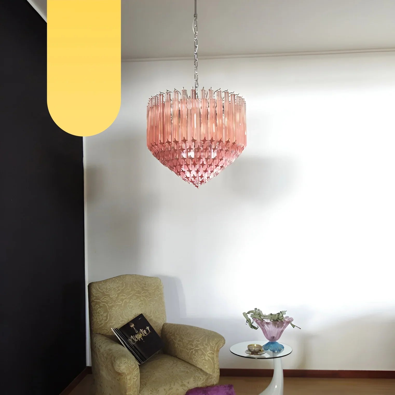 Murano Quadriedri Prisms Pink Chandelier product image