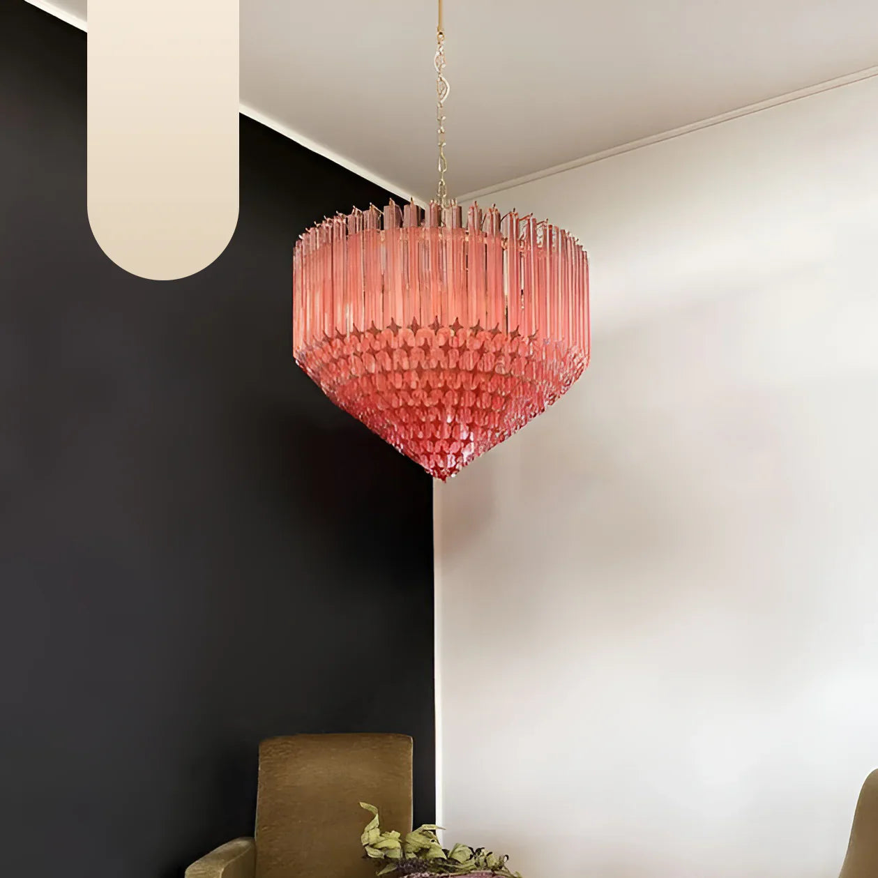 Murano Quadriedri Prisms Pink Chandelier product image