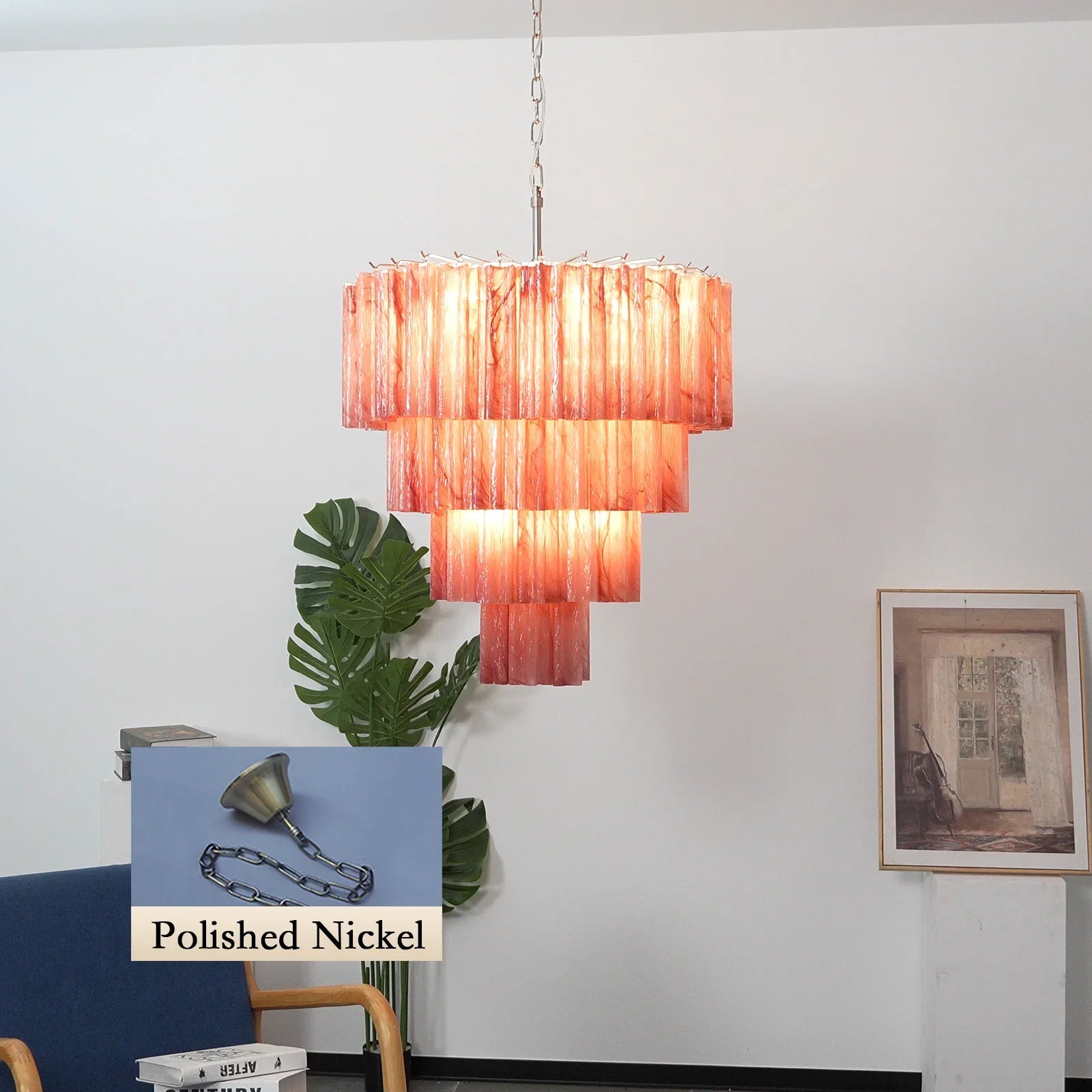 Murano Red Glass Tubes Chandelier product image
