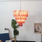 Murano Red Glass Tubes Chandelier detail view