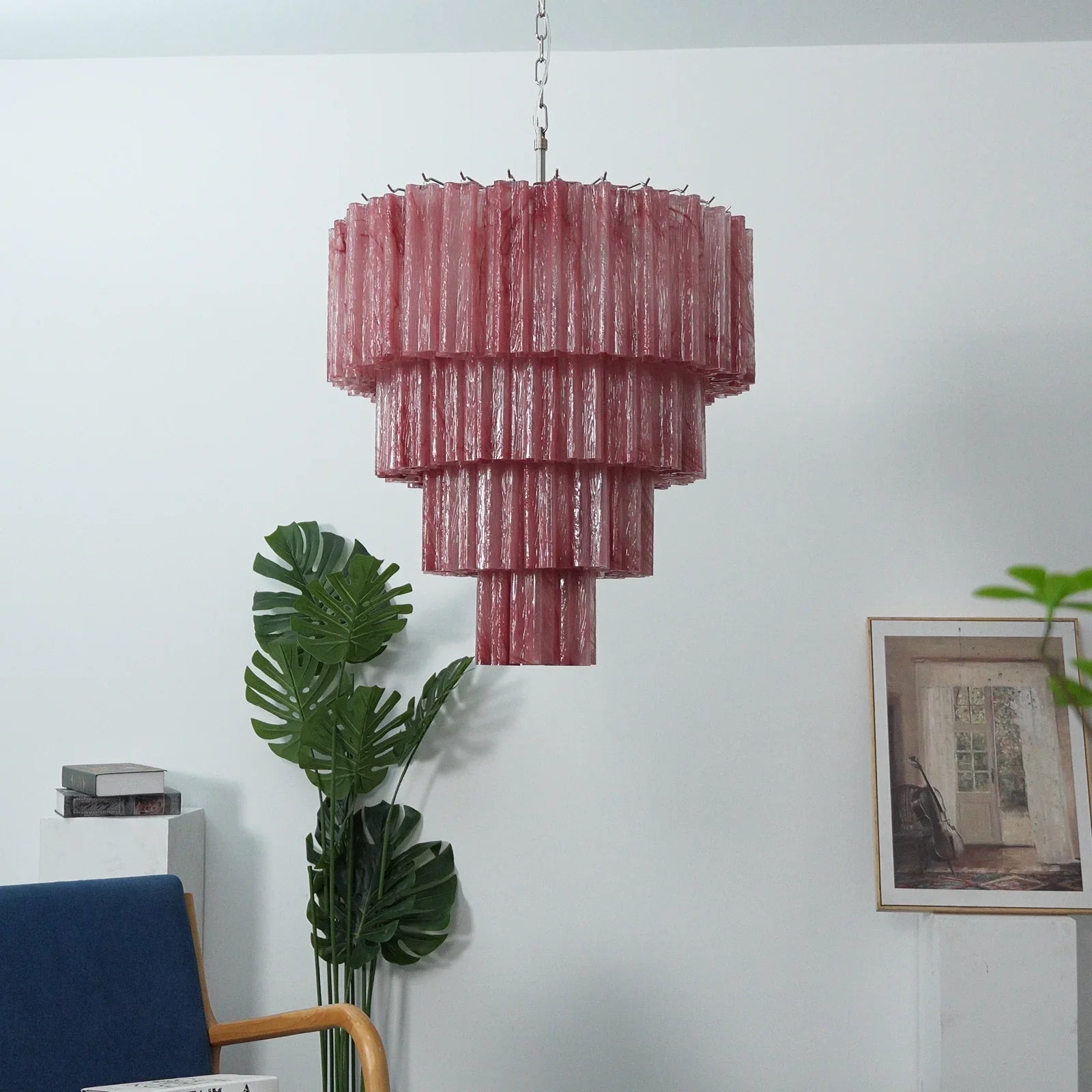 Murano Red Glass Tubes Chandelier product image