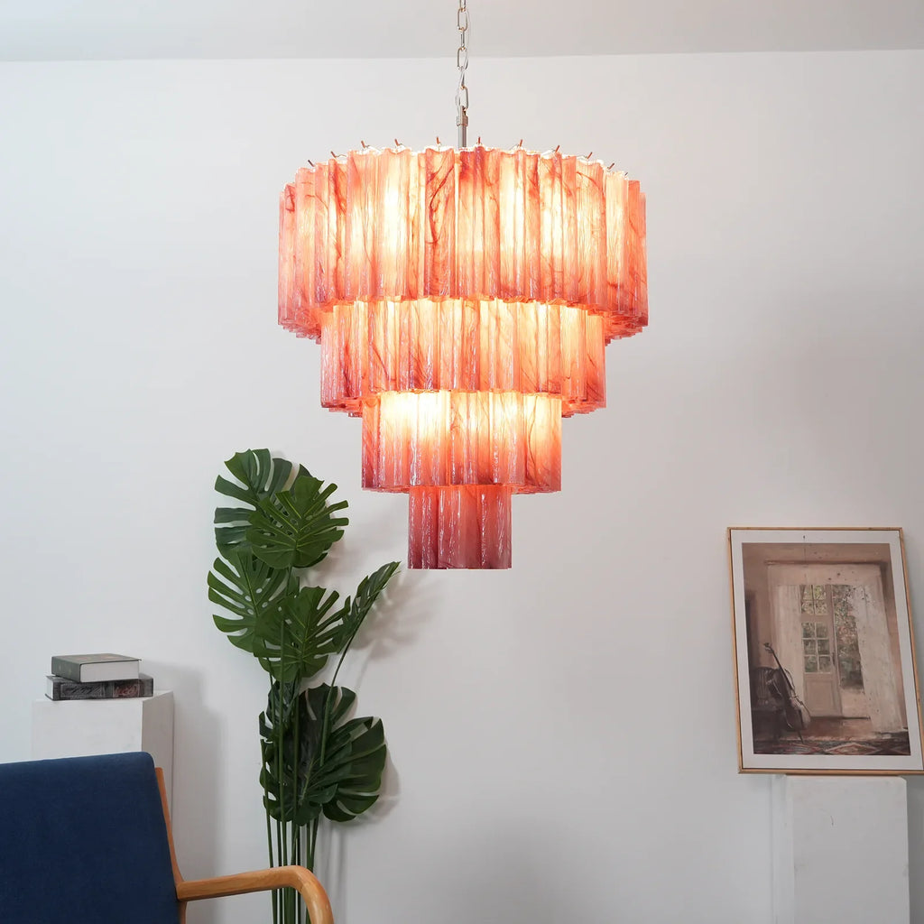 Murano Red Glass Tubes Chandelier additional product view