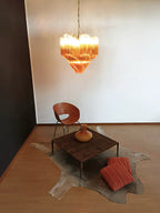 Murano Shaded Amber Prism Chandelier material and finish detail