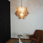Murano Smoked Ferns Glass Chandelier material and finish detail