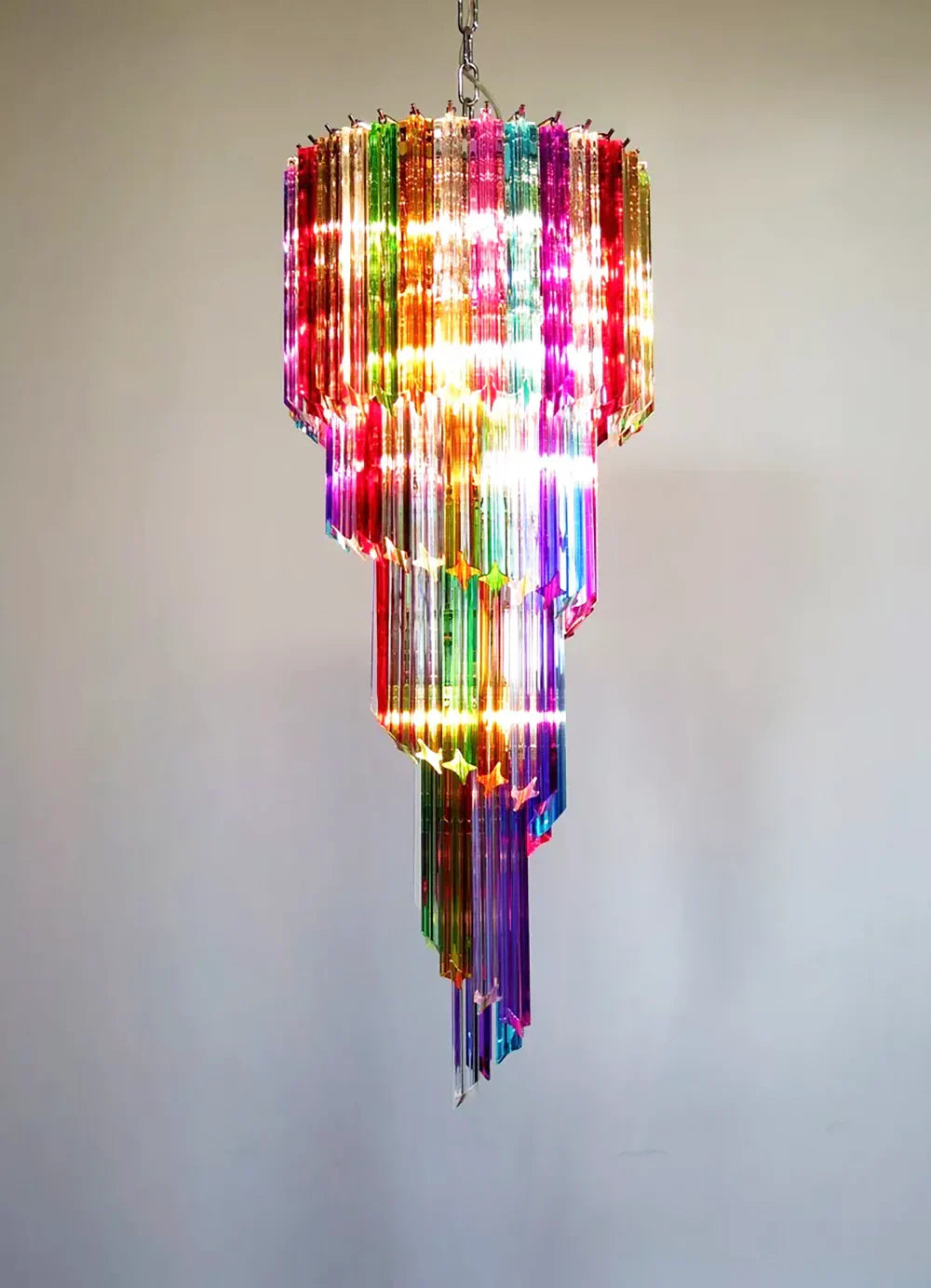Murano Spiral Multicolor Prism Glass Chandelier product image