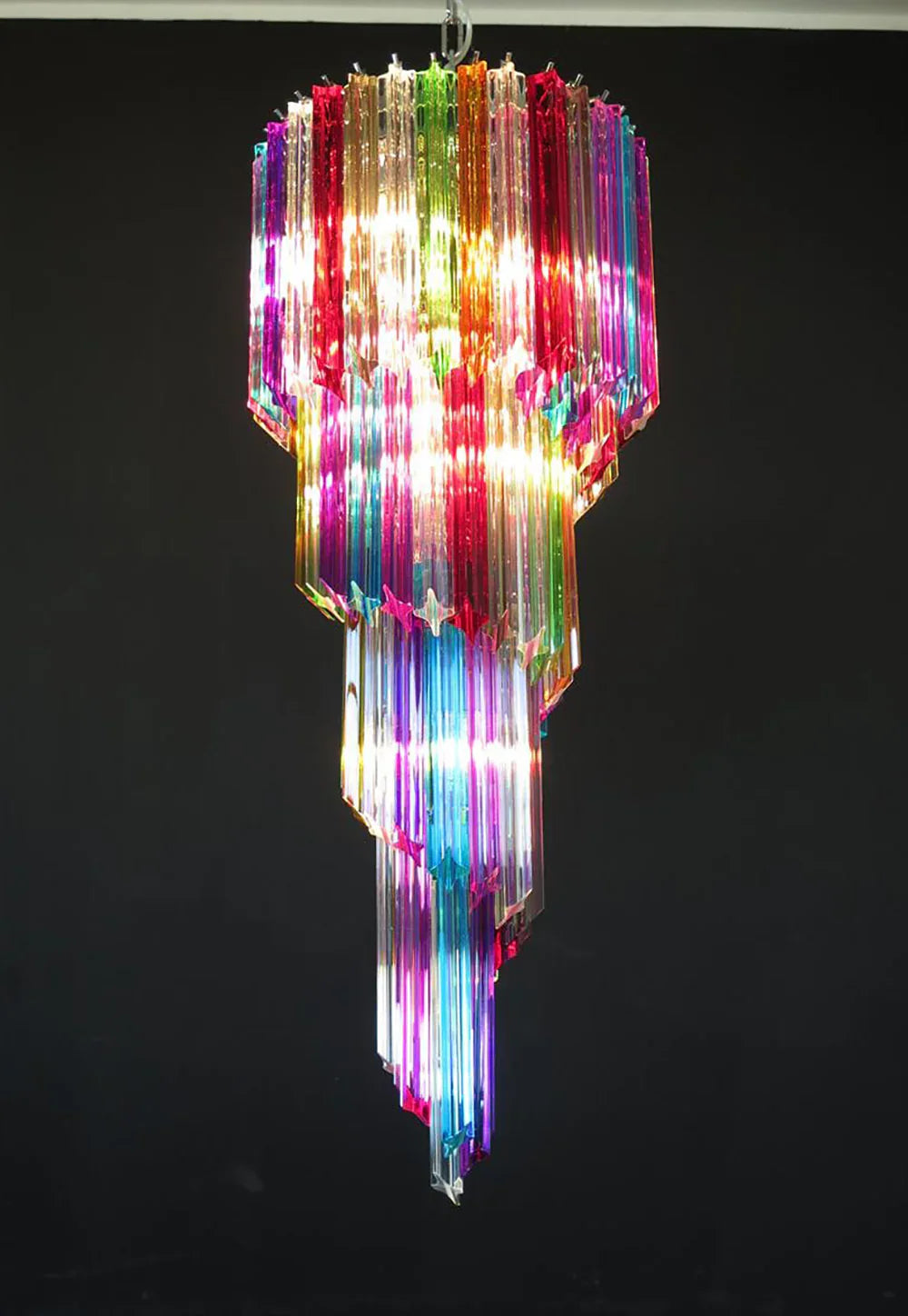 Murano Spiral Multicolor Prism Glass Chandelier product image