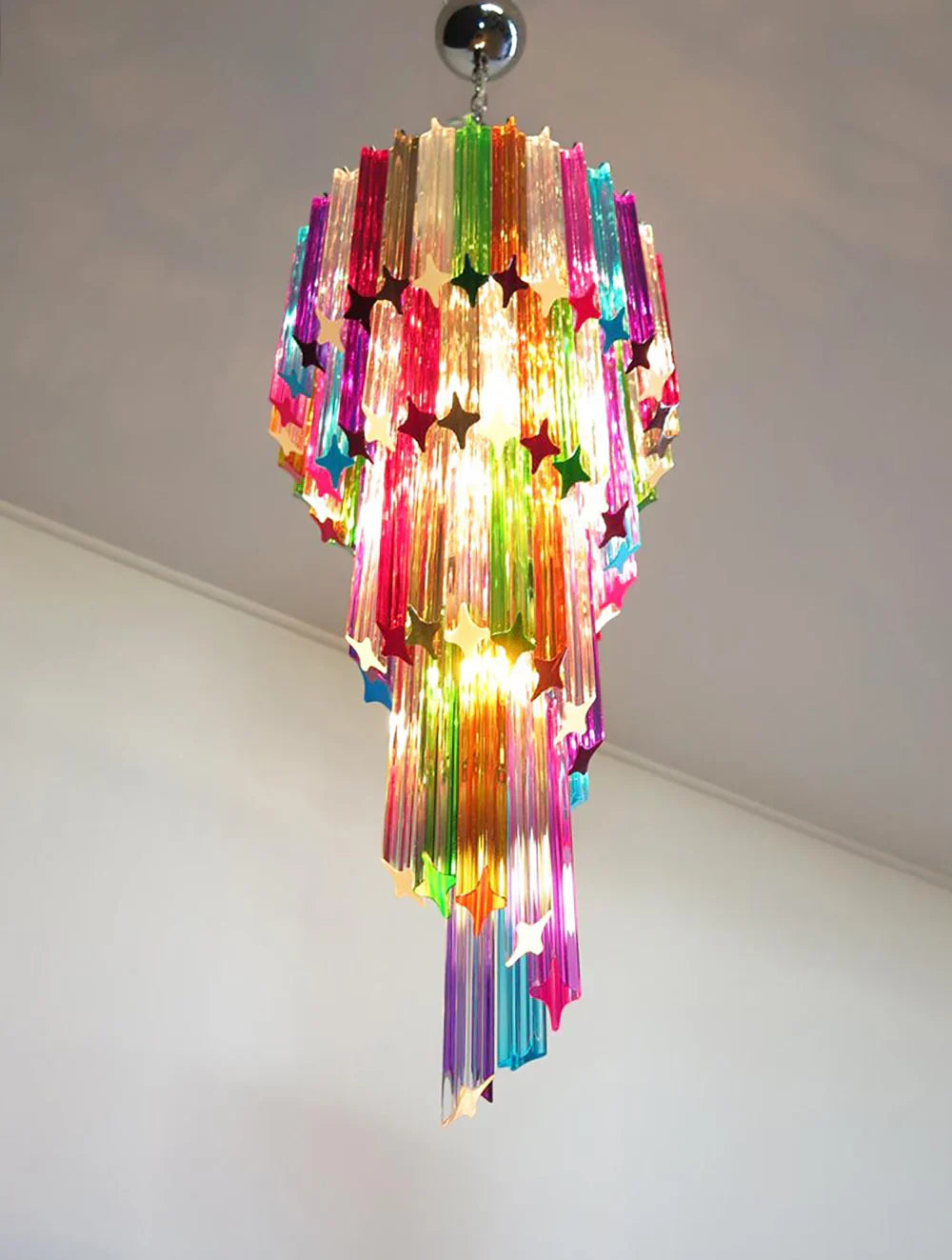Murano Spiral Multicolor Prism Glass Chandelier product image