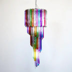 Murano Spiral Multicolor Prism Glass Chandelier detail view