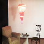 Murano Spiral Pink Prism Glass Chandelier detail view