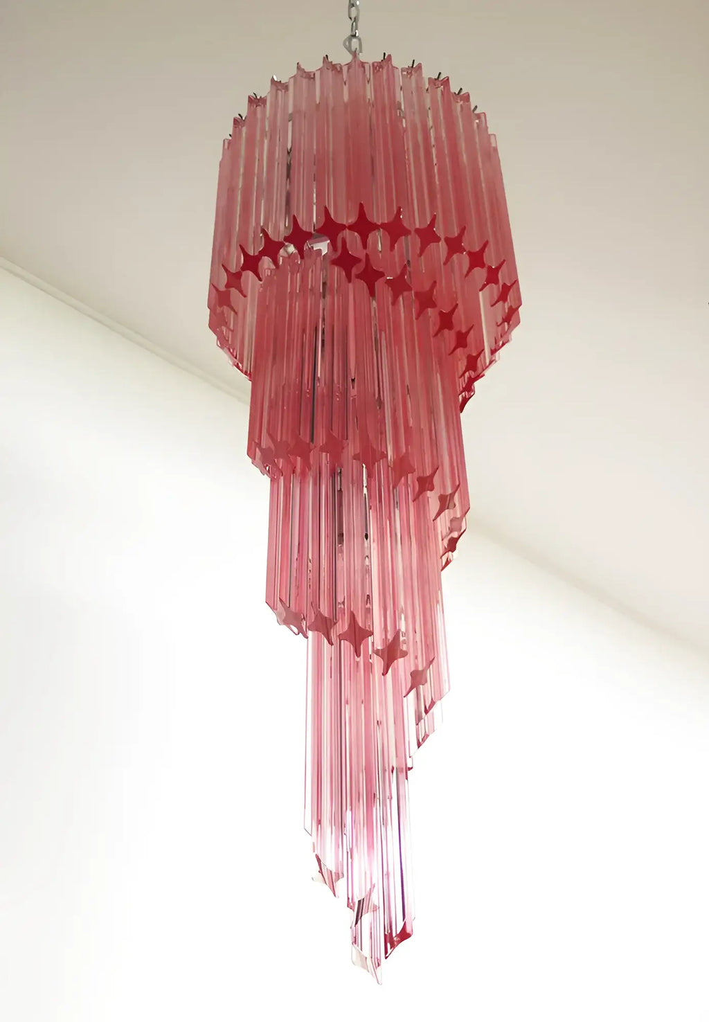 Murano Spiral Pink Prism Glass Chandelier additional product view