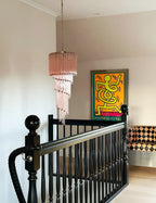Murano Spiral Pink Prism Glass Chandelier product image