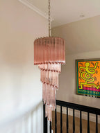 Murano Spiral Pink Prism Glass Chandelier product image