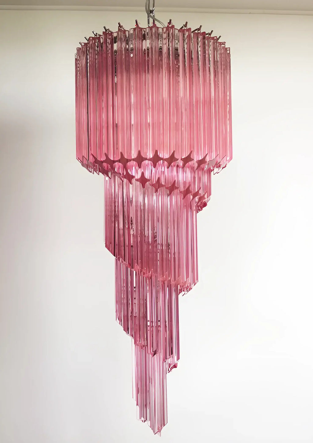 Murano Spiral Pink Prism Glass Chandelier product image