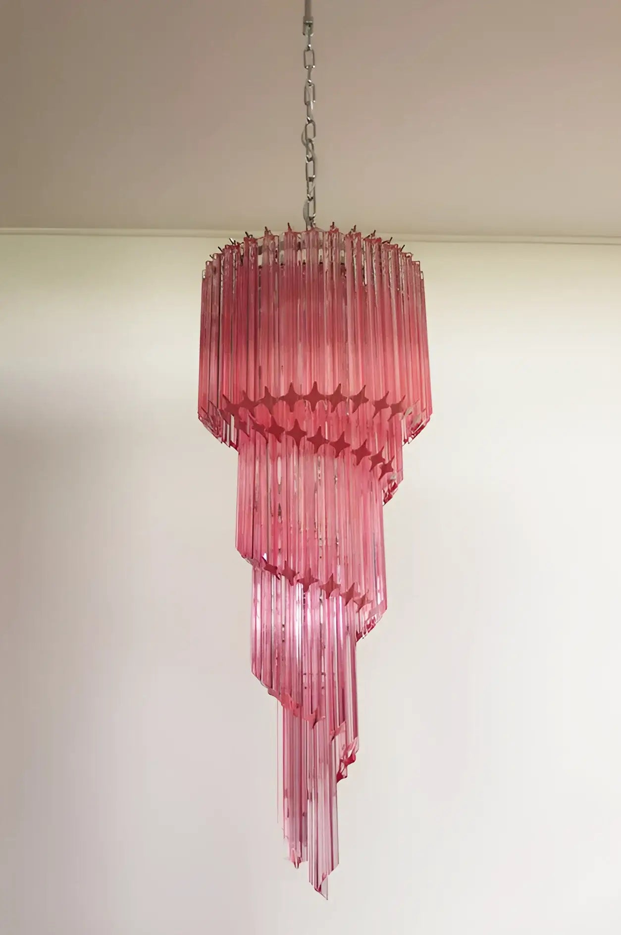 Murano Spiral Pink Prism Glass Chandelier product image