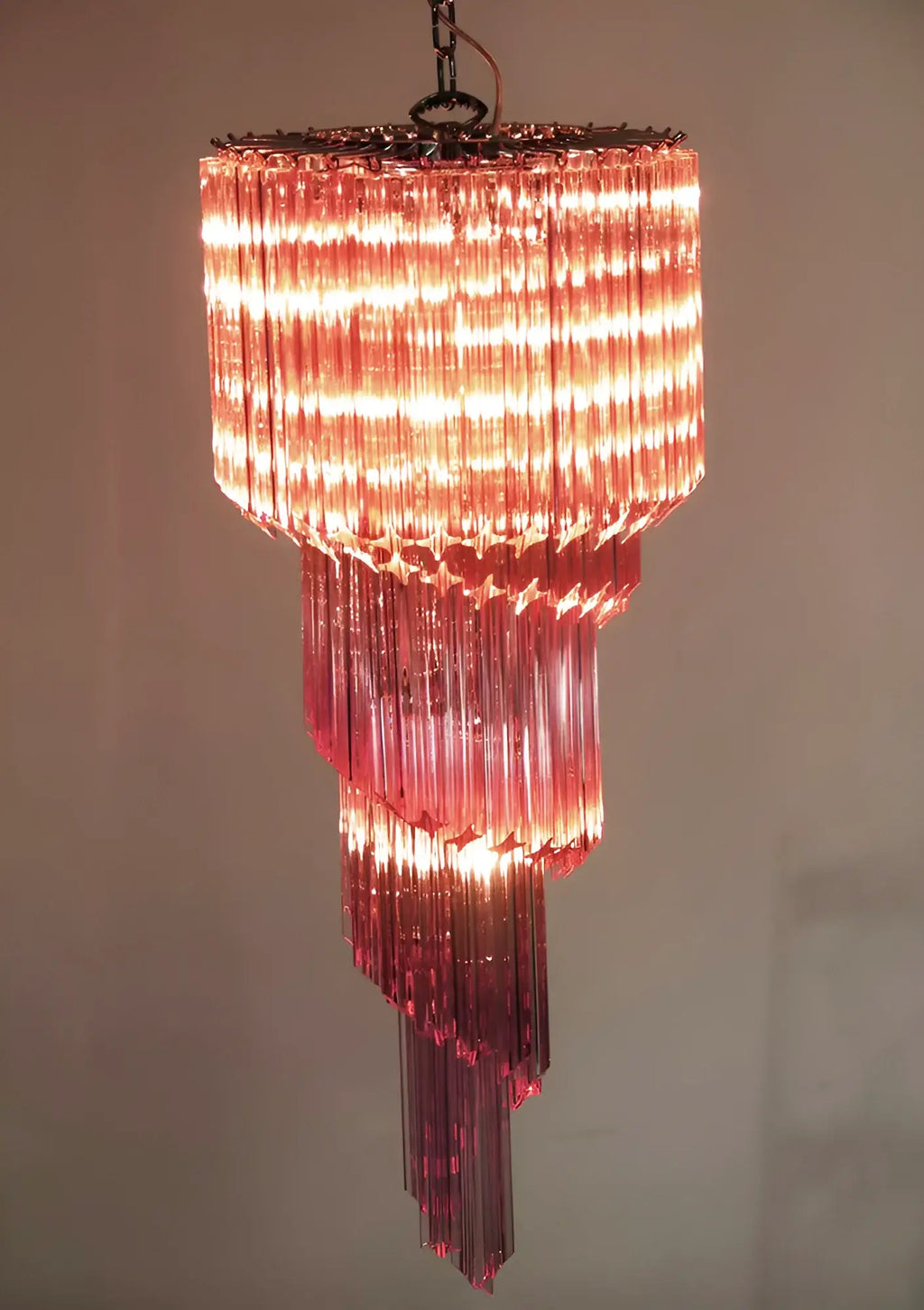Murano Spiral Pink Prism Glass Chandelier product image