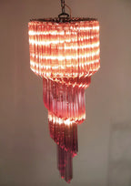 Murano Spiral Pink Prism Glass Chandelier product image