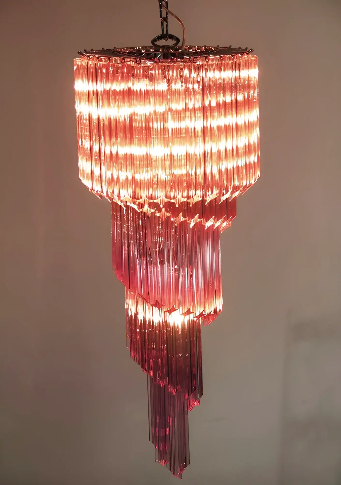 Murano Spiral Pink Prism Glass Chandelier product image