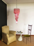 Murano Spiral Pink Prism Glass Chandelier product image