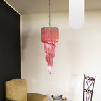 Murano Spiral Pink Prism Glass Chandelier product image