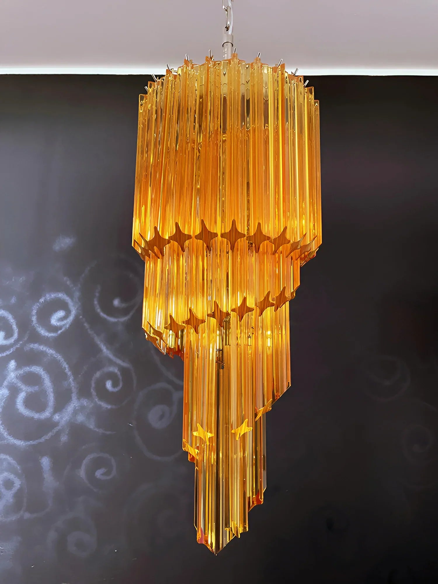 Murano Spiral Prisms Amber Chandelier product image
