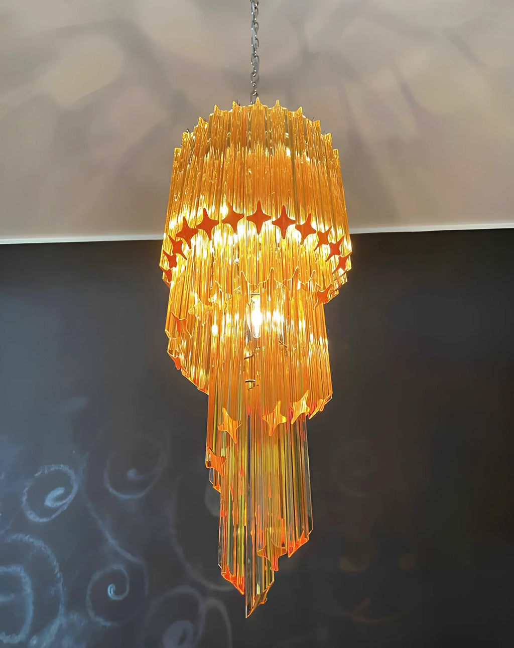 Murano Spiral Prisms Amber Chandelier product image