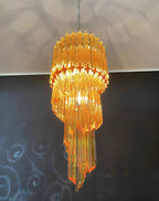 Murano Spiral Prisms Amber Chandelier product image