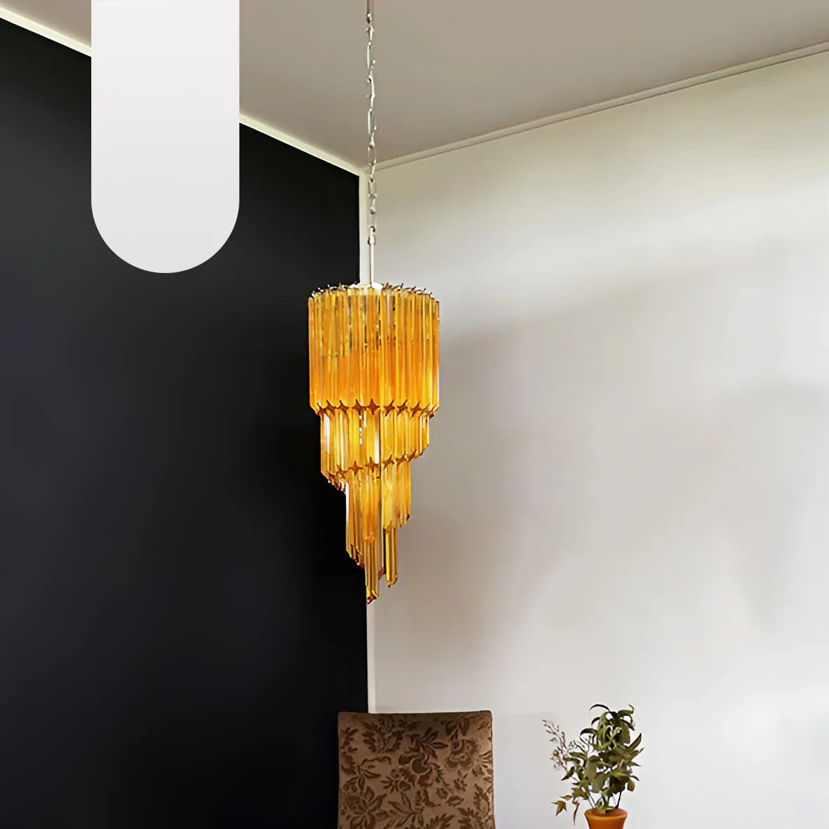 Murano Spiral Prisms Amber Chandelier product image