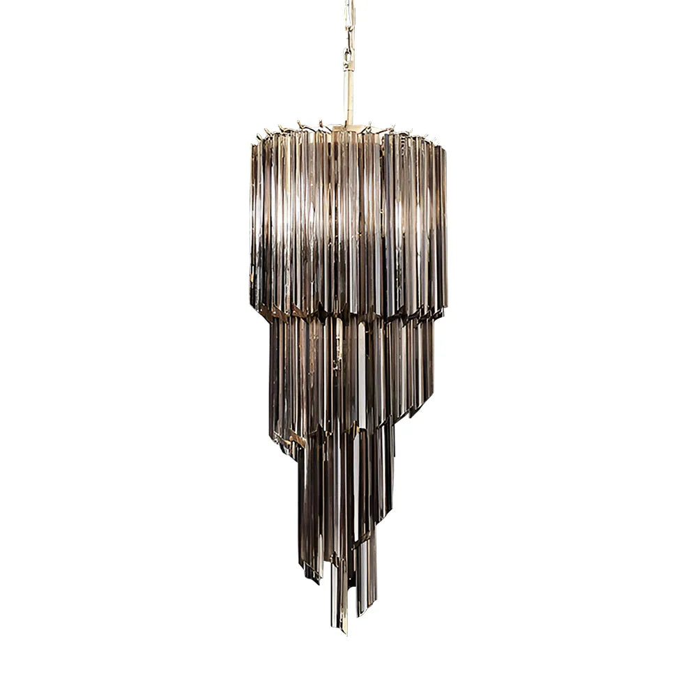 Murano Spiral Prisms Smoked Chandelier by Bling Lighting Studio