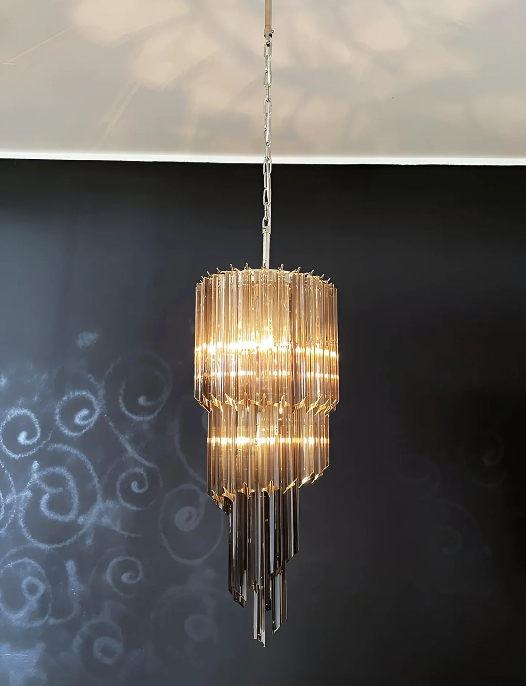 Murano Spiral Prisms Smoked Chandelier product image