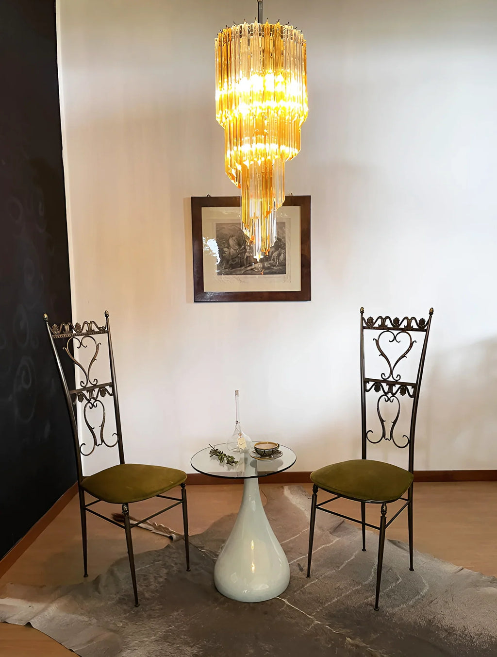 Murano Spiral Prisms Transparent Amber Chandelier product image