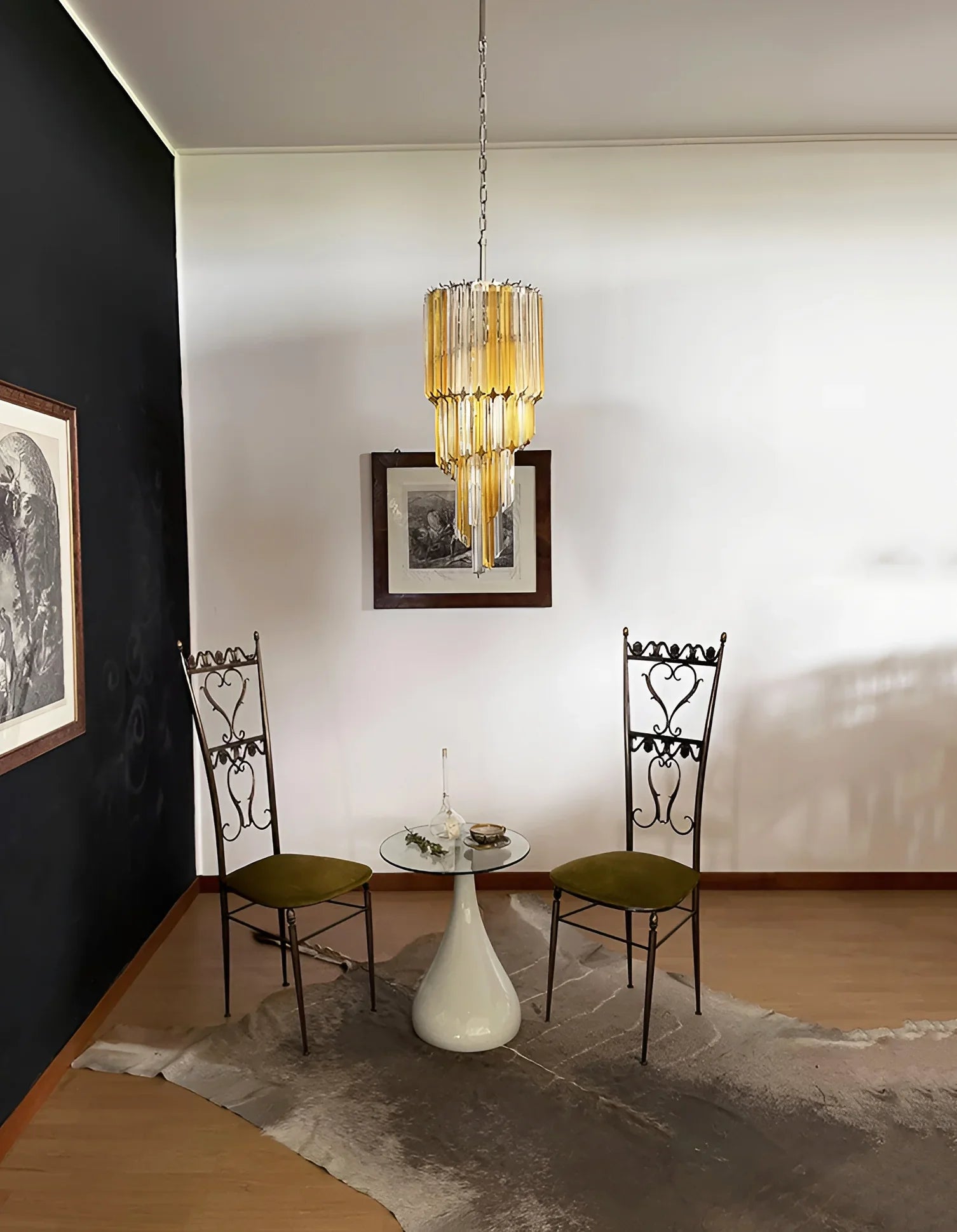 Murano Spiral Prisms Transparent Amber Chandelier product image