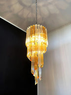 Murano Spiral Prisms Transparent Amber Chandelier product image