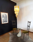 Murano Spiral Prisms Transparent Amber Chandelier material and finish detail
