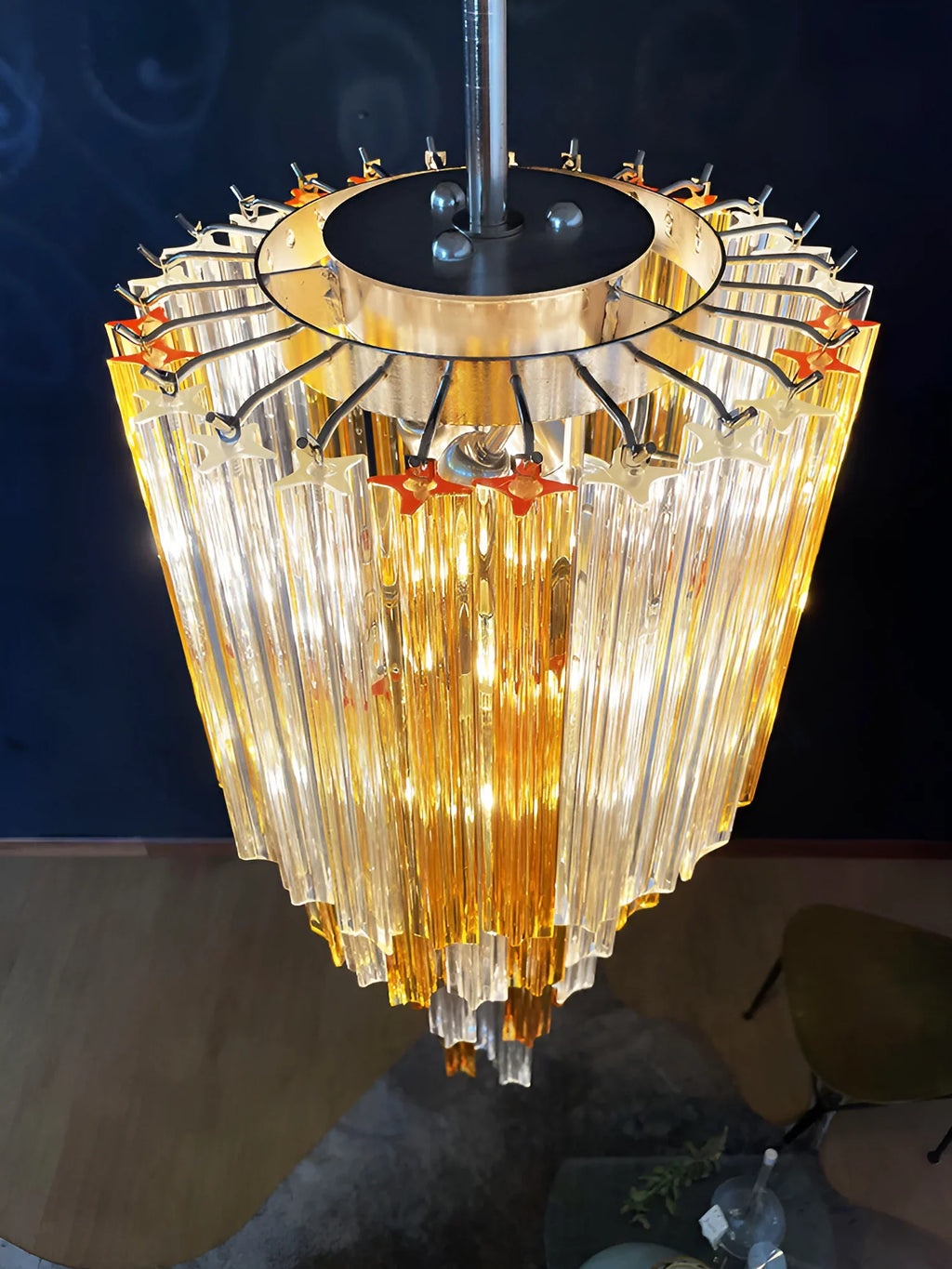 Murano Spiral Prisms Transparent Amber Chandelier product image