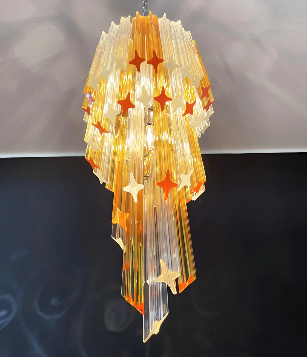 Murano Spiral Prisms Transparent Amber Chandelier product image