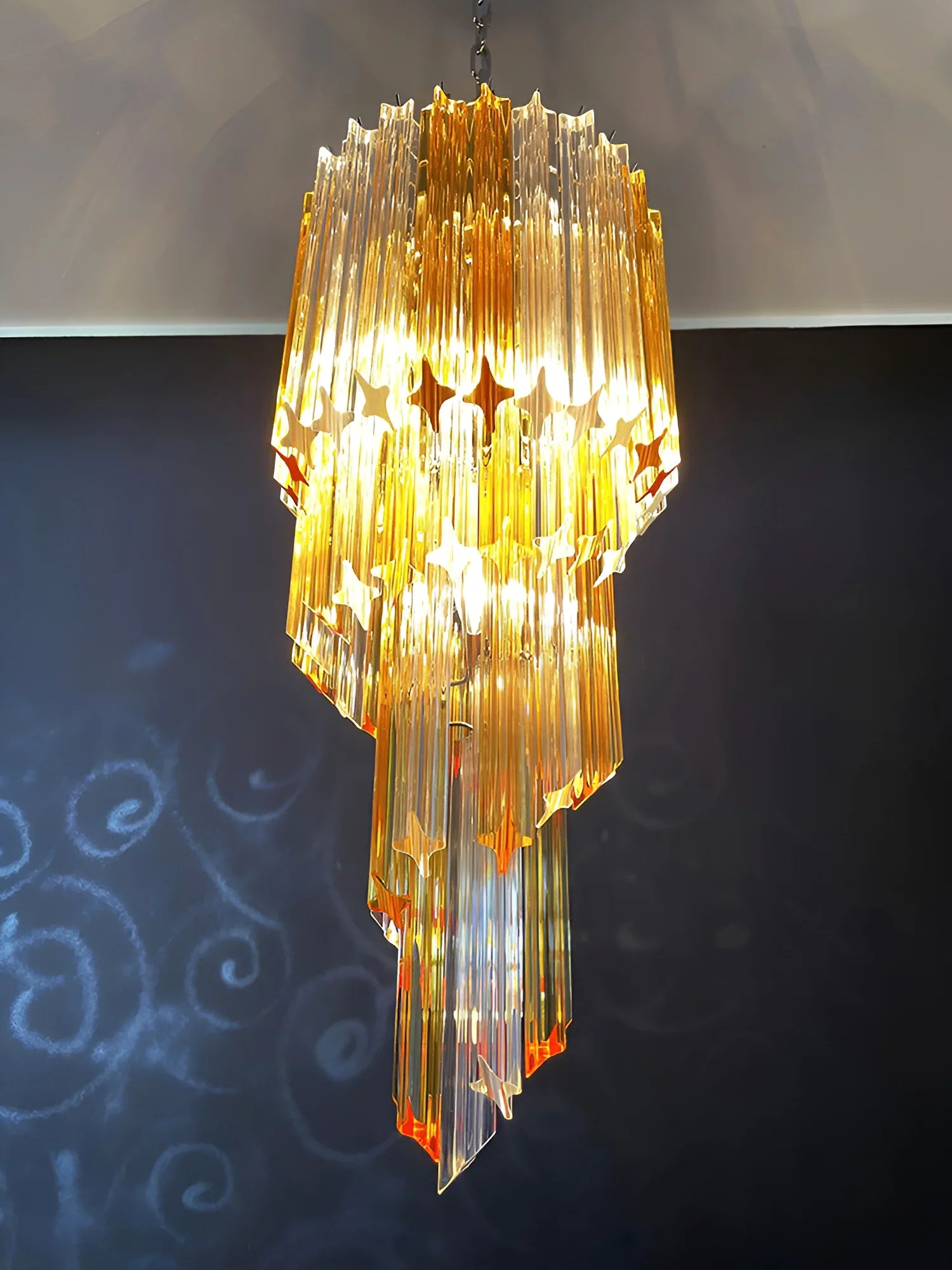 Murano Spiral Prisms Transparent Amber Chandelier product image