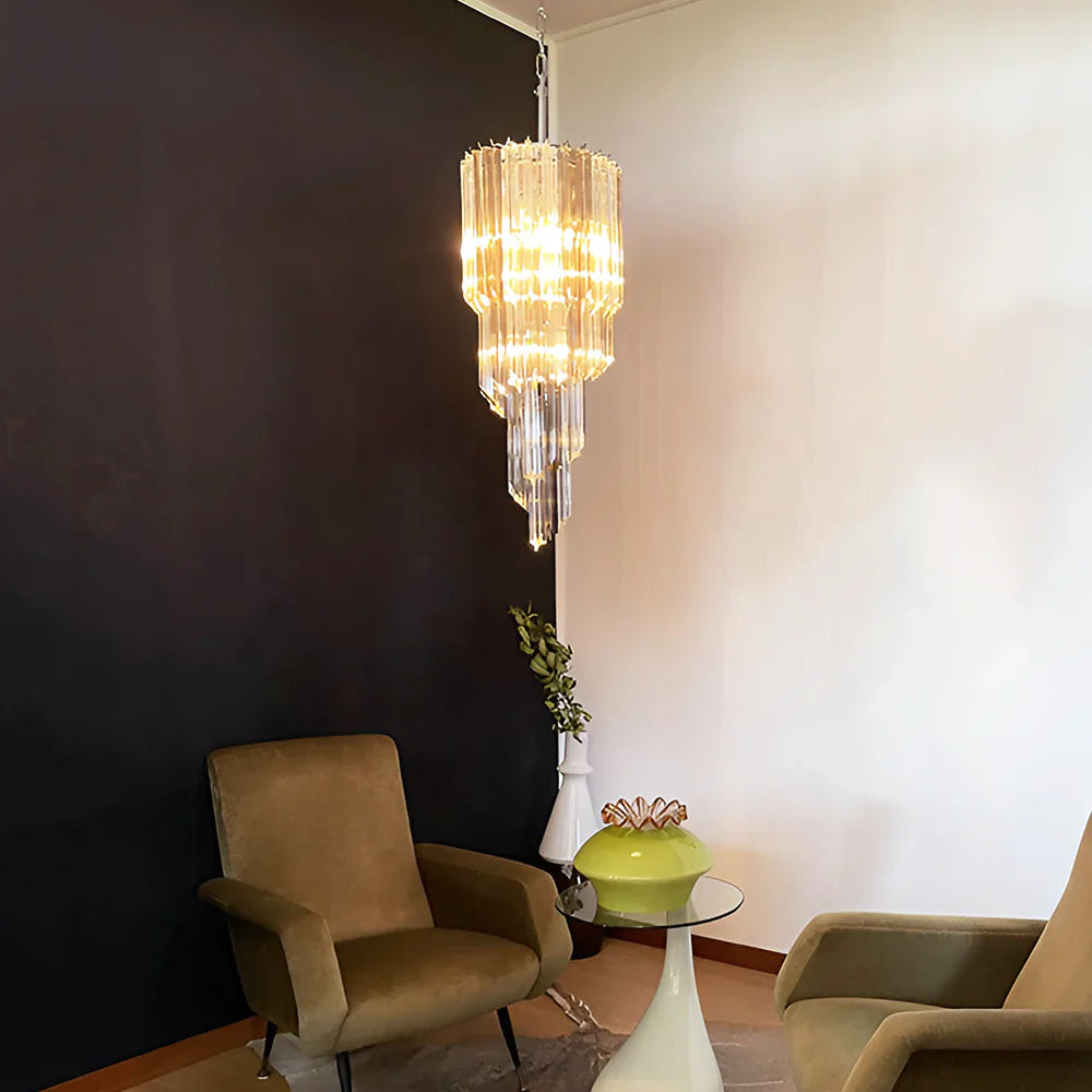Murano Spiral Prisms Transparent Smoked Chandelier detail view
