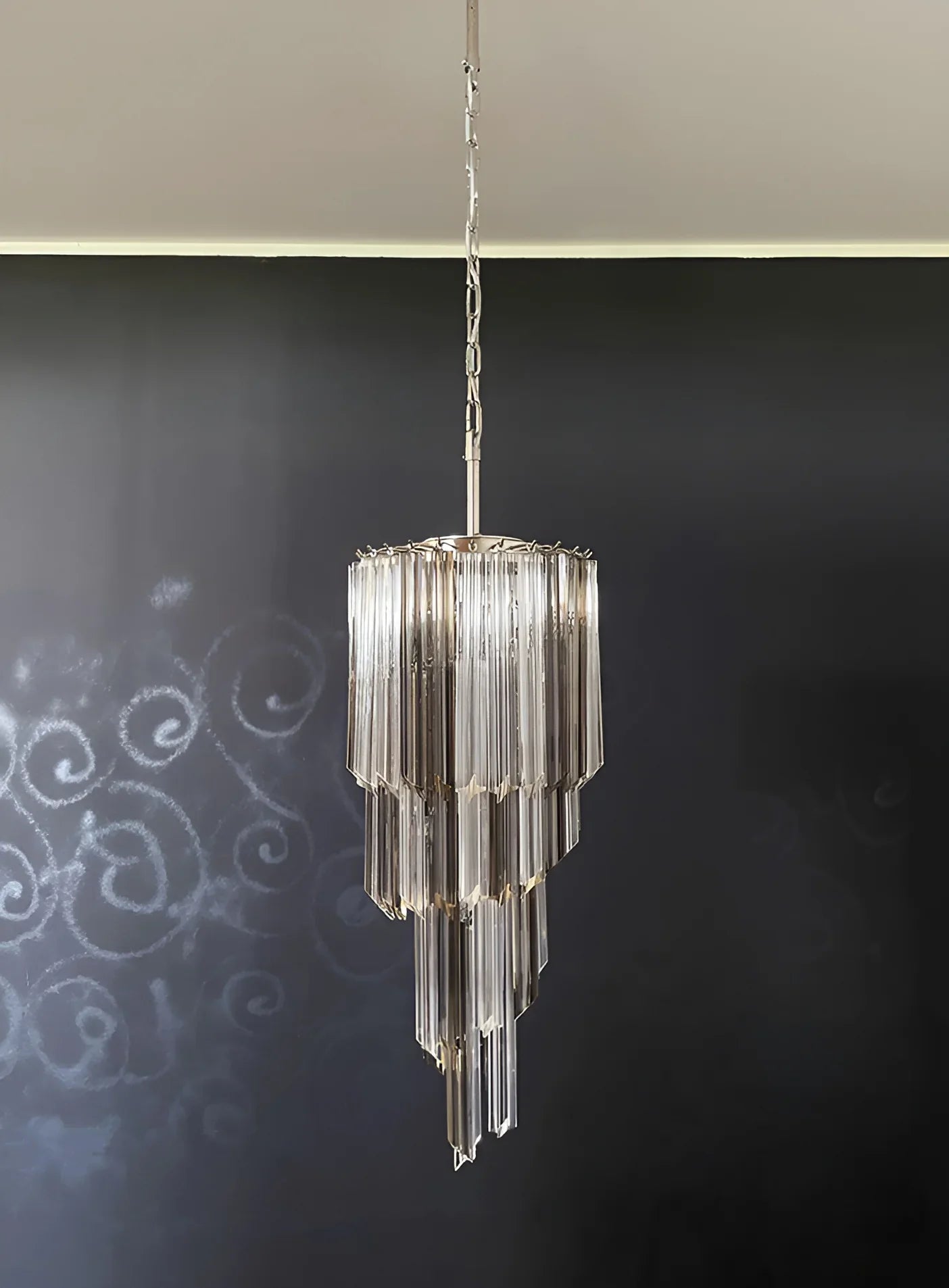 Murano Spiral Prisms Transparent Smoked Chandelier product image