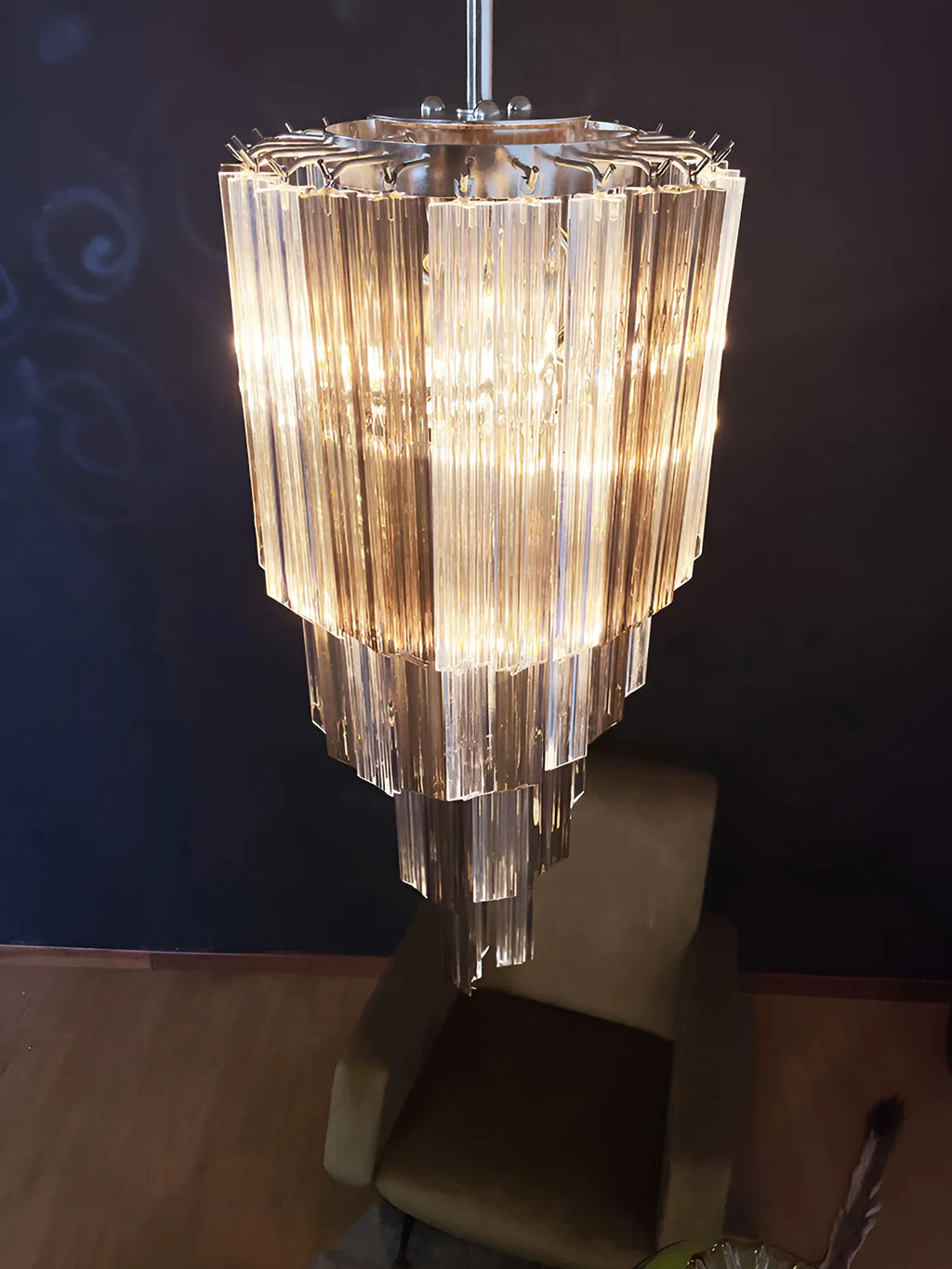 Murano Spiral Prisms Transparent Smoked Chandelier product image