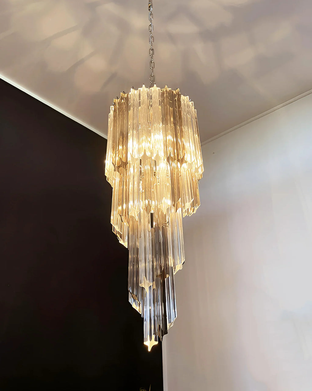 Murano Spiral Prisms Transparent Smoked Chandelier product image