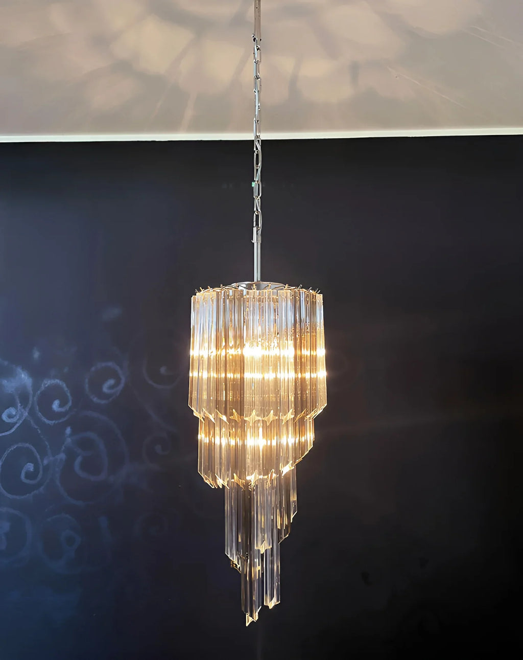 Murano Spiral Prisms Transparent Smoked Chandelier product image