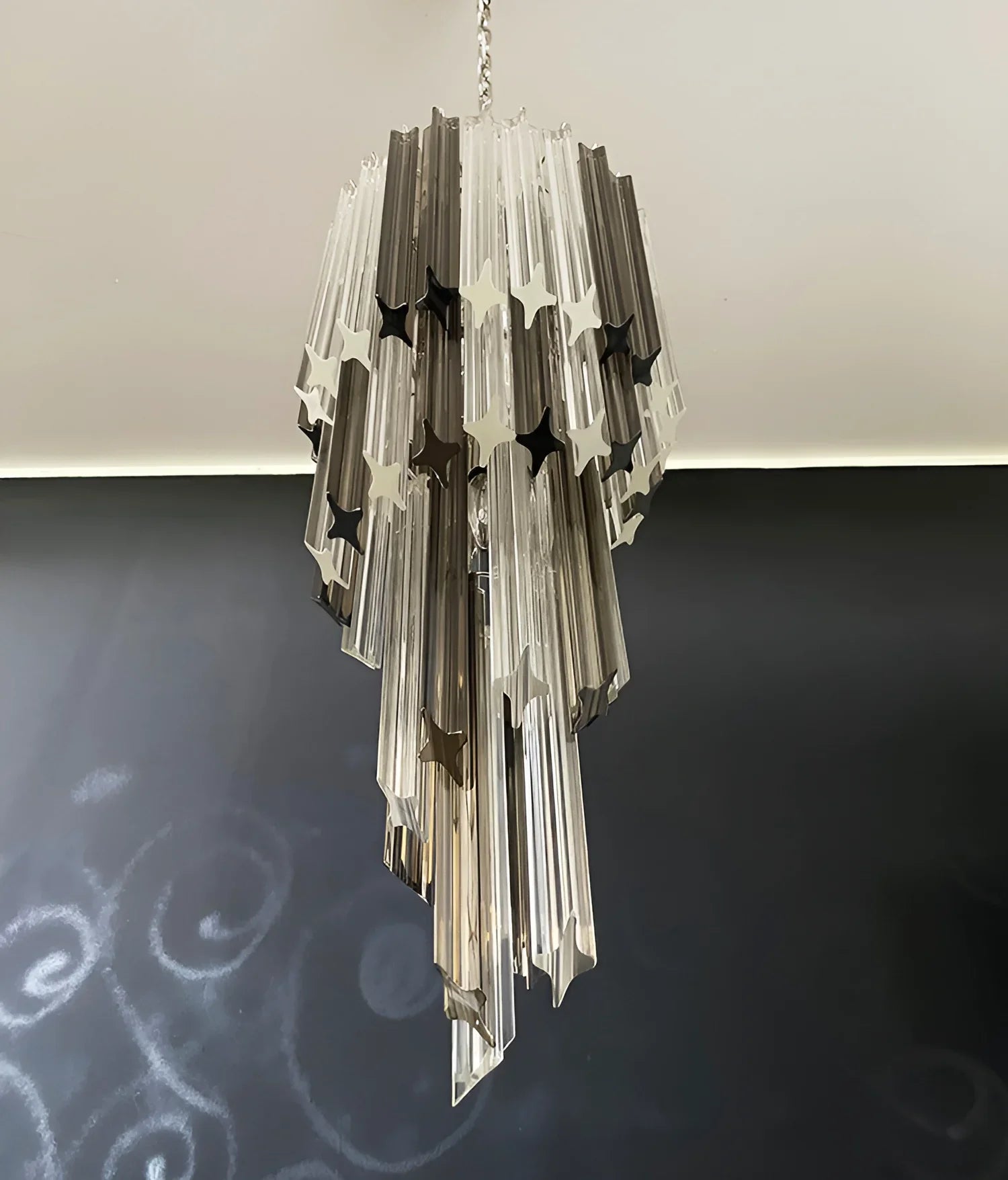 Murano Spiral Prisms Transparent Smoked Chandelier product image
