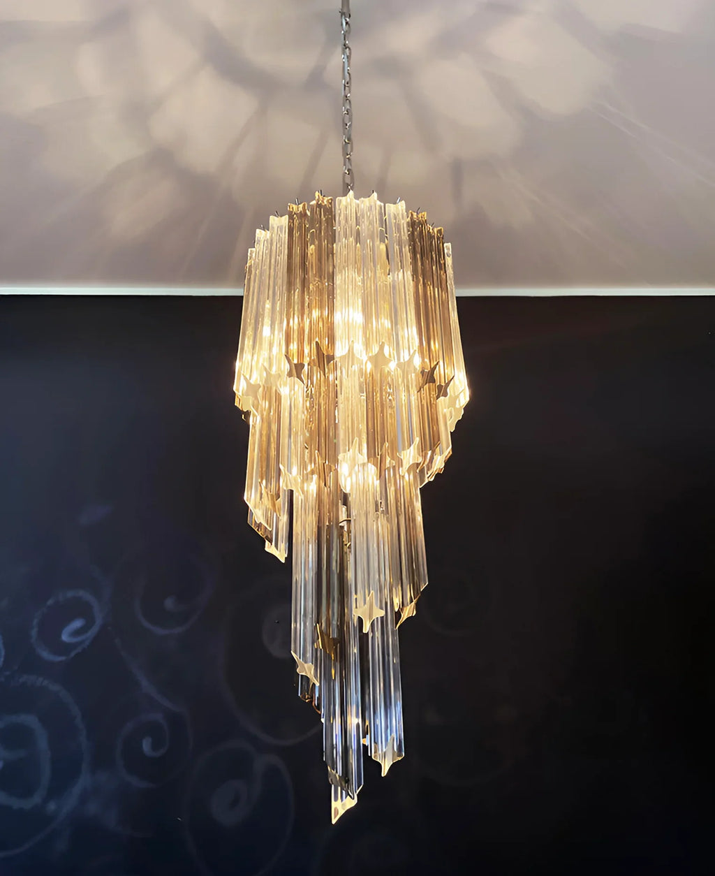 Murano Spiral Prisms Transparent Smoked Chandelier product image